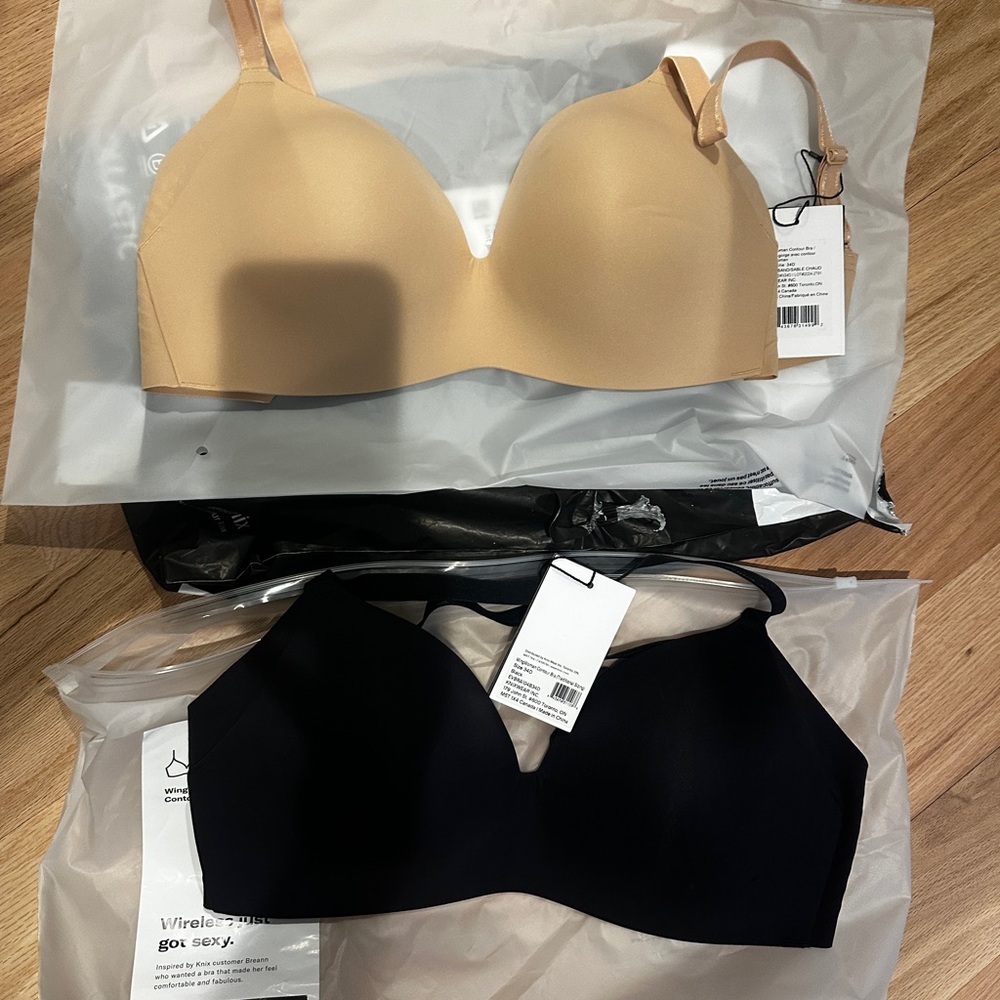 Wireless Beige and Black Bras